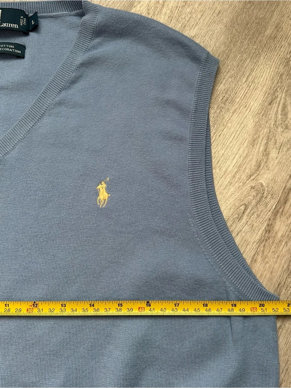 Polo by Ralph Lauren Light Blue V-Neck Sweater Vest with Yellow Pony L